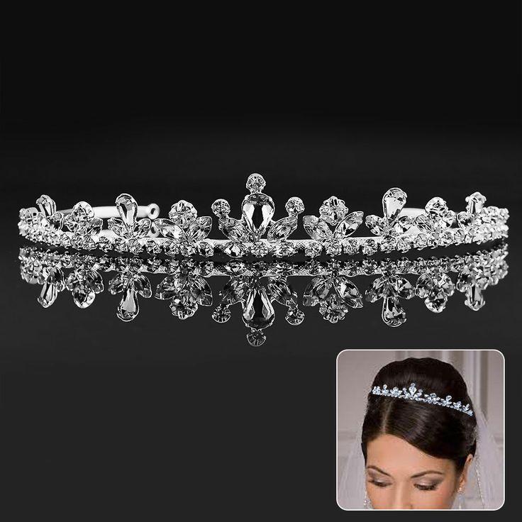 Wedding - Bridal Rhinestone Diamante Silver Plated Tiara Crown Princess Prom Pageant