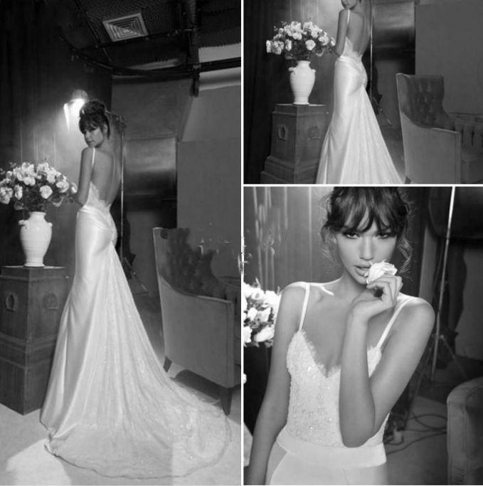 Wedding - Spaghetti Backless Beaded Lace Mermaid Inbal Dror Wedding Dresses Bridal Gown