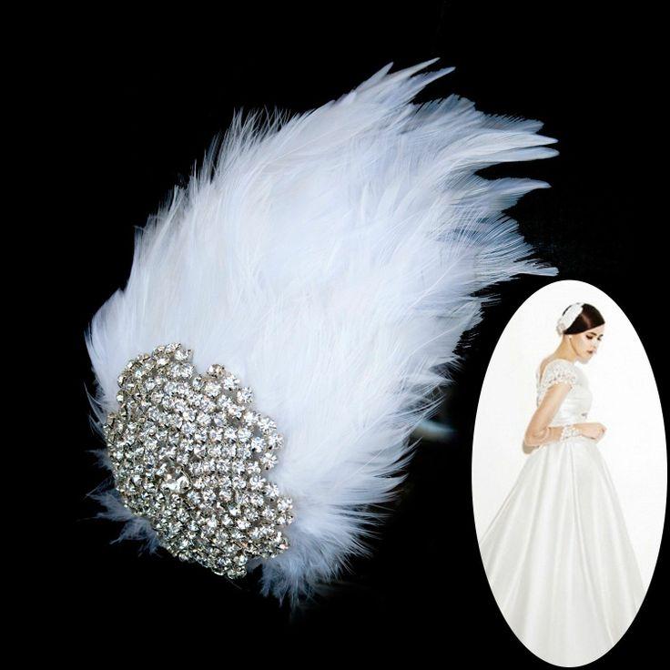 Plume blanche organza Mini Top Hat Fleur Pince à Cheveux Bibi Mariée Weddi C7A3