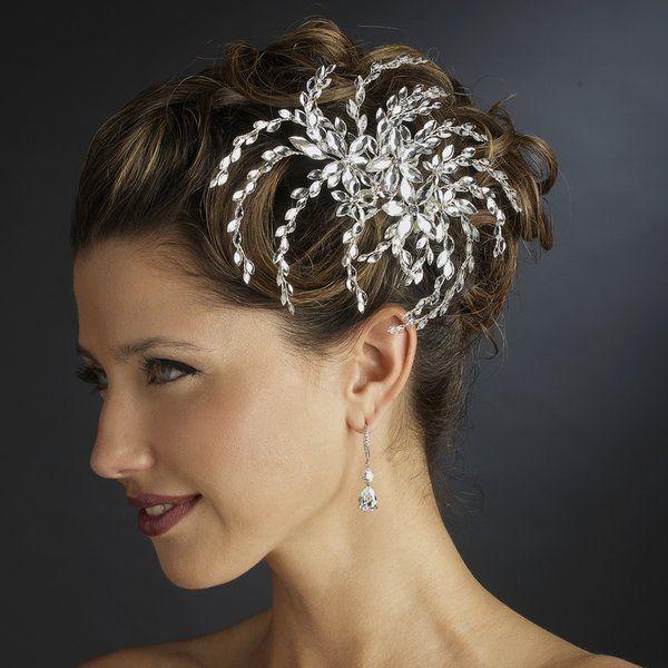 Wedding - NWT Bold Marquise Rhinestone Floral Bridal Wedding Side Hair Comb