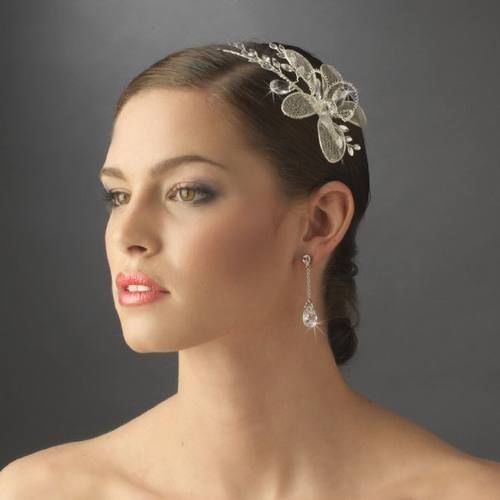Hochzeit - NWT Silber Dainty Blumenbraut Side Accent Stirnband