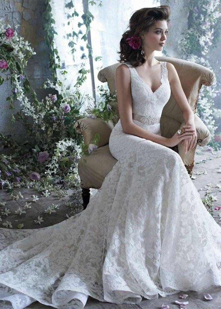 Wedding - 2014 New White/Ivory Mermaid Lace Wedding Dress Custom Size 4 6 8 10 12 14 16   
