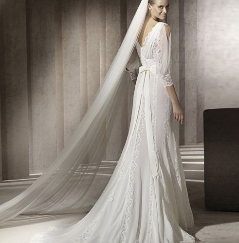 Wedding - New Style Ladys Chiffon Mermaid Wedding Bridal Dress Size 6 8 10 12 14 16      