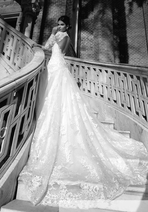 Wedding - Wedding gown with diamond shaped cut at the back