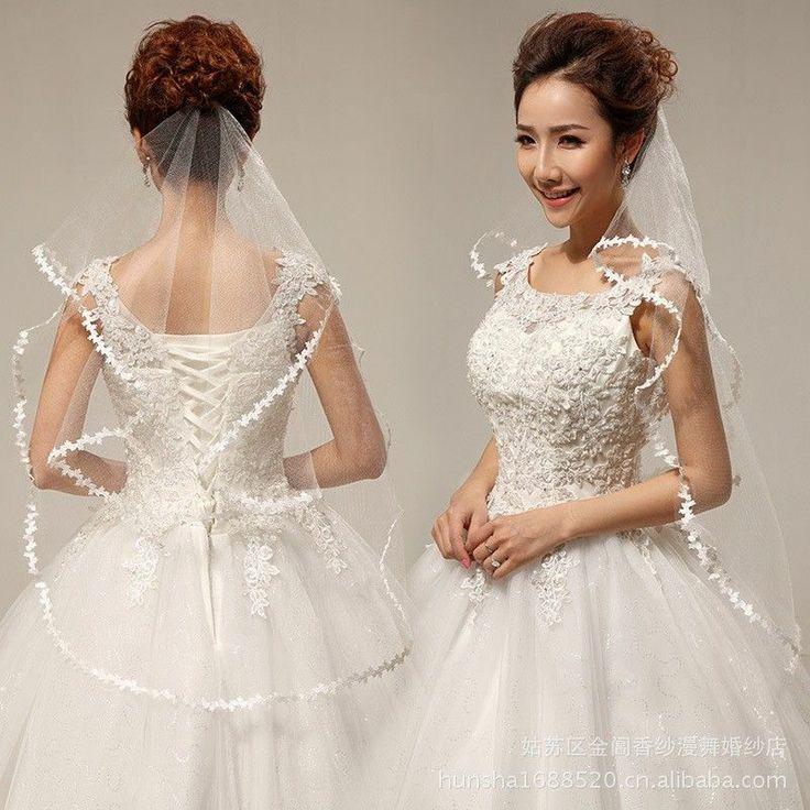 Wedding - NEW HOT 1LAYER 140CM White/beige/red/ LEAVES FLOWER EDGE ELBOW LACE BRIDAL VEILS
