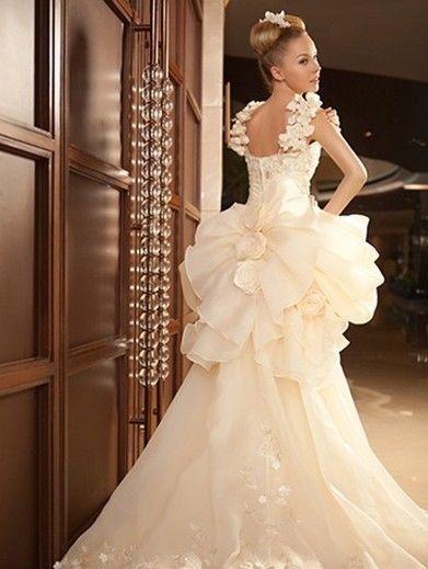 Wedding - Short Front and Long Back Puff Skirt Wedding Dress