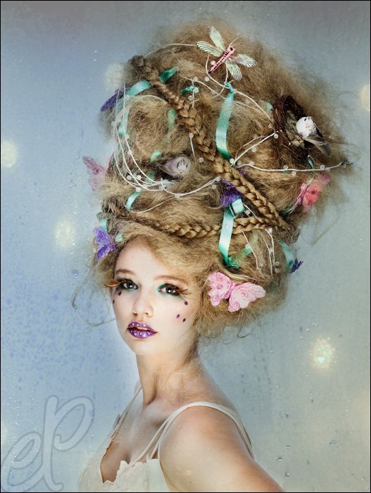 Wedding - Halloween style hairstyle with ribbons