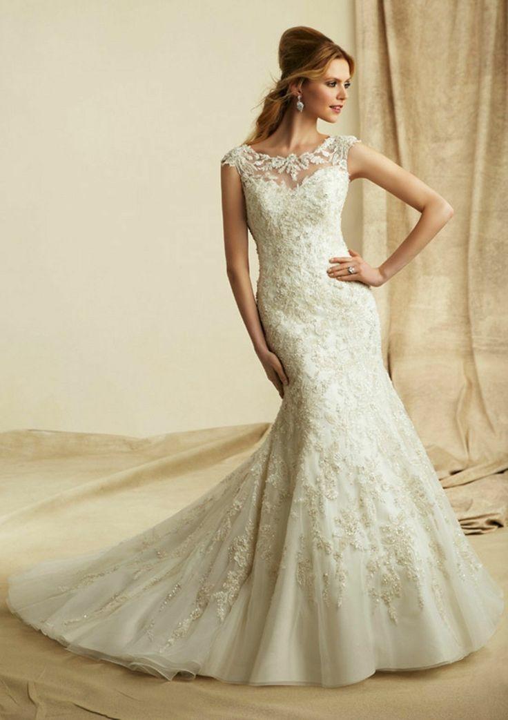 Hochzeit - Sexy Weiß / Elfenbein-Spitze-Nixe-Hochzeits-Kleid Benutzerdefinierte Größe 2-4-6-8-10-12-14-16 18