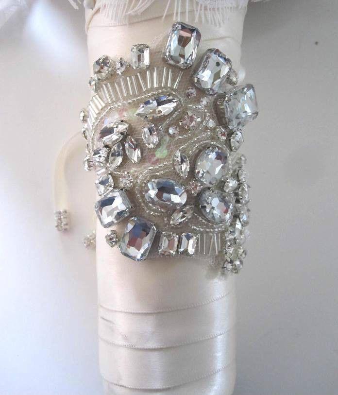 Mariage - Fleurs de mariage Bouquet de mariée bijoux en perles Embellissement Wrap Jeweled Bouquet