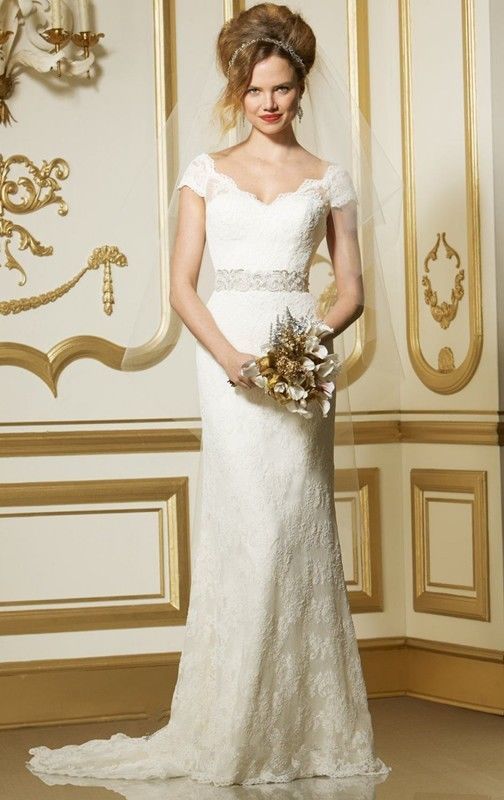 Wedding - Lace V-neck Wedding Dress Bridal Gown Custom Size 2  4  6  8  10   12 