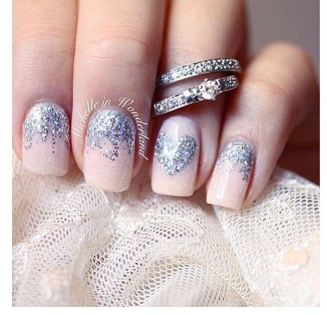 Hochzeit - Hochzeits-Nails Glitter #