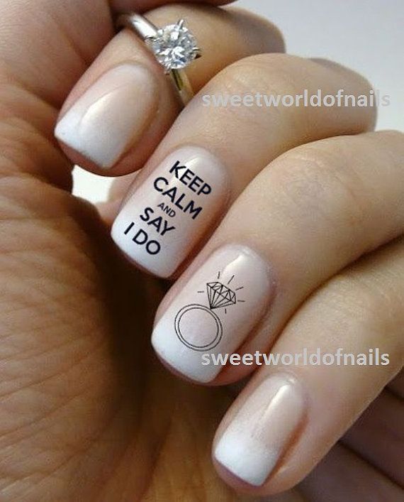 Wedding - Wedding Nail Art Water Decals/ Water Transfers I Do Nails Wedding Ring KN004