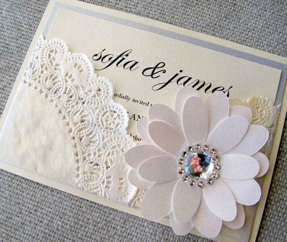 Wedding - Lace Doily Chic Pocket Wedding Invitation