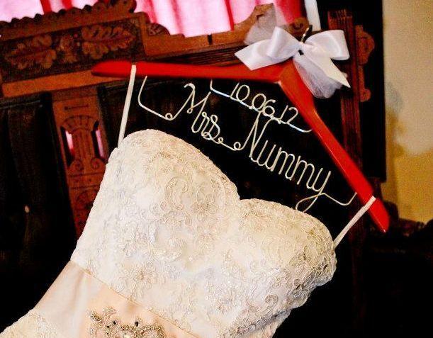 Wedding - Handmade  Name and Wedding Date Dress Hangers