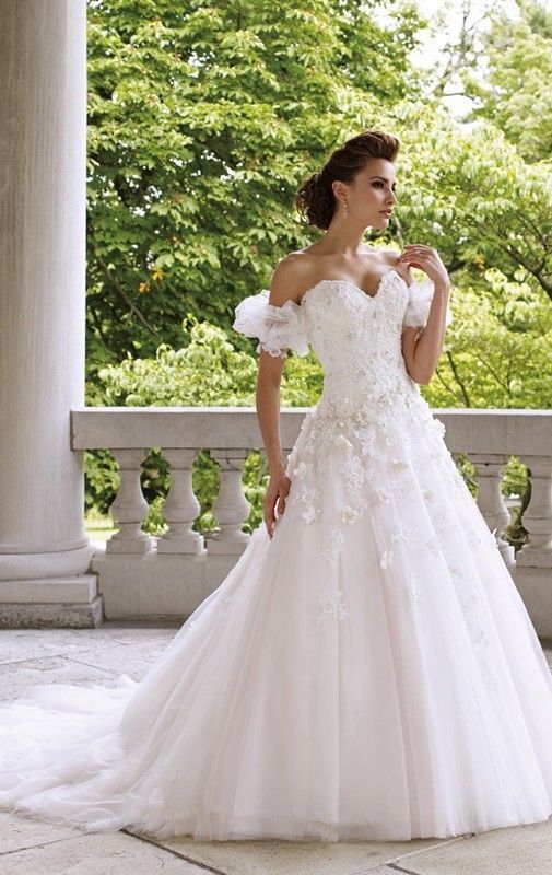 Wedding - A-line Stain Flowers Wedding Dress Bridal Gown Custom Size 2  4  6  8  10   12 