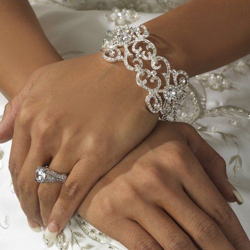 Wedding - NWT Stunning Silver Crystal Swirl Bridal Wedding Or Prom Bracelet