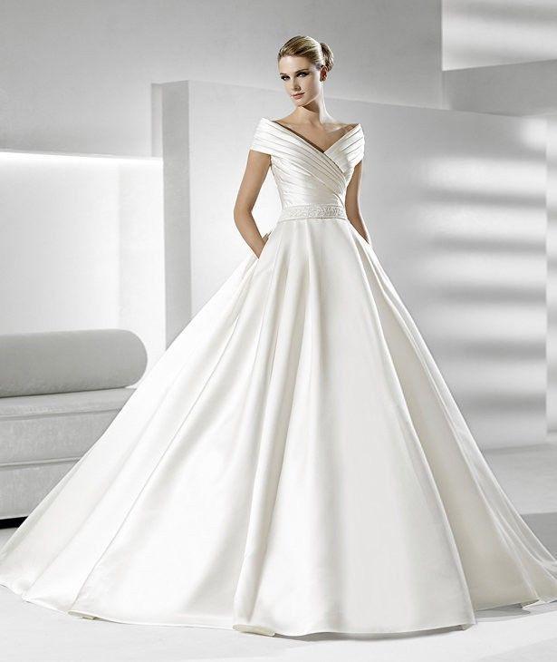 زفاف - 2013 جديد قبالة الكتف الحرير الأبيض / العاج مطوي فستان الزفاف جميع الحجم