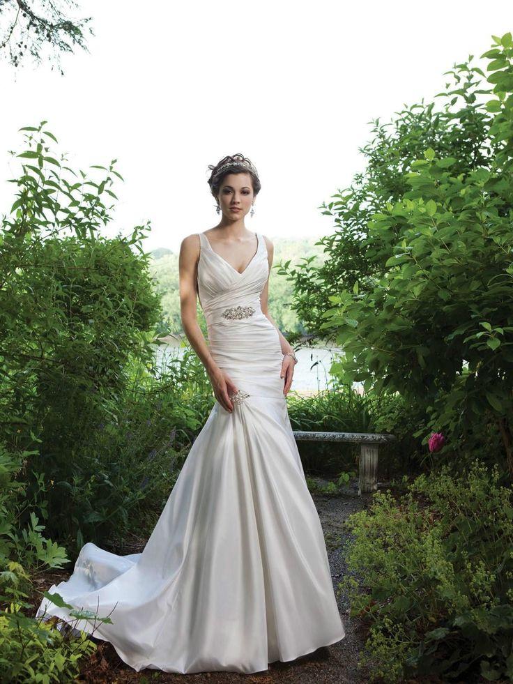 زفاف - White Ivory Taffeta Wedding Dresses Bridal Gowns Custom Size 4-6-8-10-12-14-16  