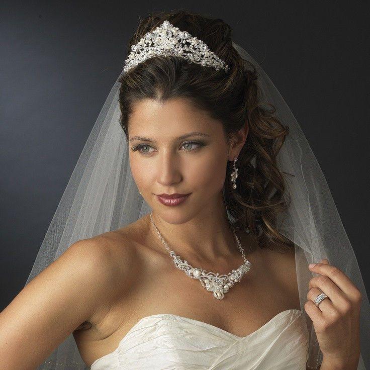 Hochzeit - Crystal And Freshwater Pearl Wedding Jewelry With Matching Bridal Tiara Set