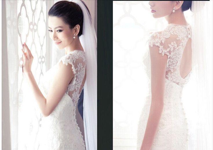 Hochzeit - HOT Korean Lace Bridal Wedding Was Thin Tail Long Tail Wedding Dress 2014 New