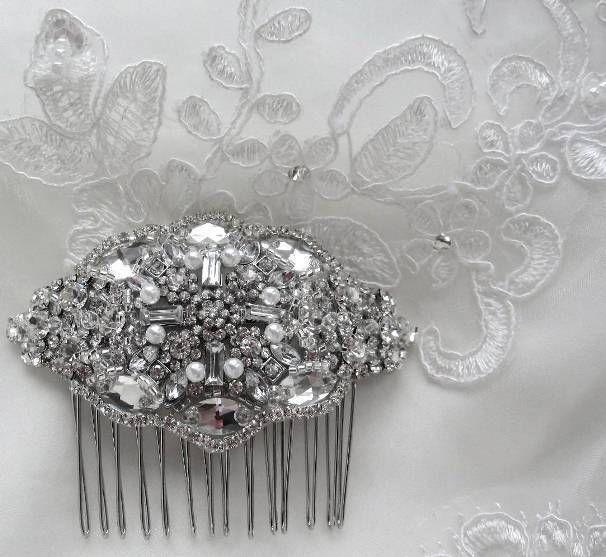 زفاف - Wedding Vintage Inspired Bridal Hair Crystal Side Comb Brooch