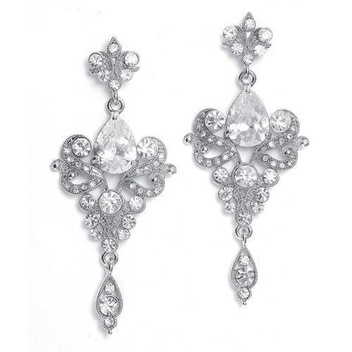Hochzeit - NWT Mariell Art Nouveau Cubic Zirconia Prom Or Wedding Earrings