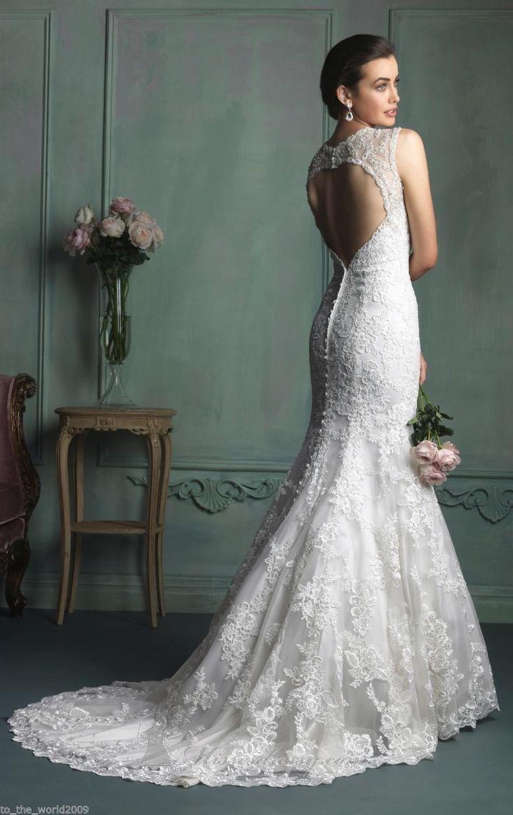 زفاف - New Sexy V-neck Mermaid White/ivory Lace Wedding Dress Custom All Size:4/6/8