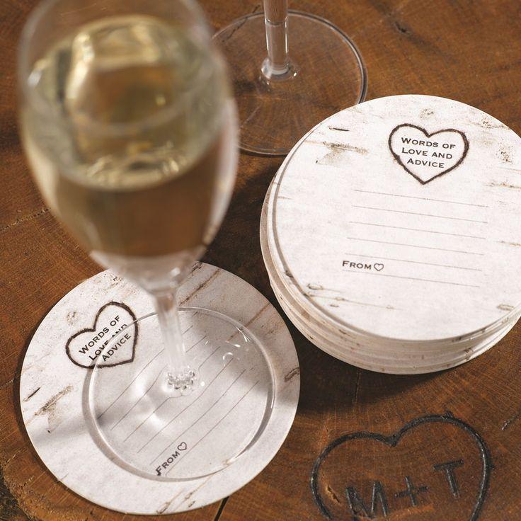 Mariage - Hortense Advice For The Bride & Groom Rustic Vintage Drink Coasters Set Of 25