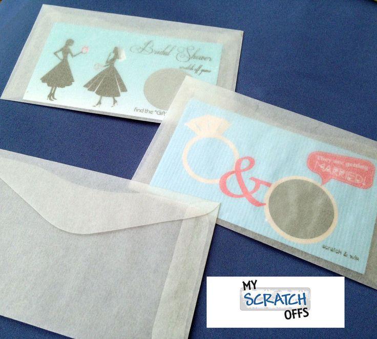زفاف - 10 Glassine Envelopes Wedding Favors Lottery Scratch Off Ticket Gift Card