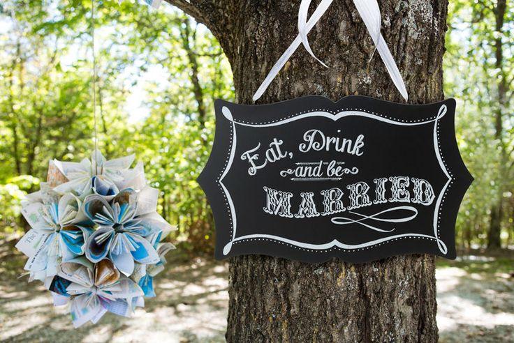 Hochzeit - Lillian Rose Vintage Eat Drink And Be Married Wedding Chalkboard Sign