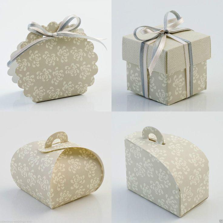 Mariage - Best Quality DIY Vintage Pearl Grey Floral Wedding Party Cake Favour Favor Boxes