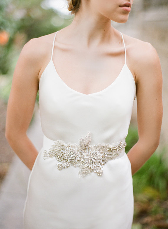 زفاف - Helen Swarovski Crystal Bridal Sash - New