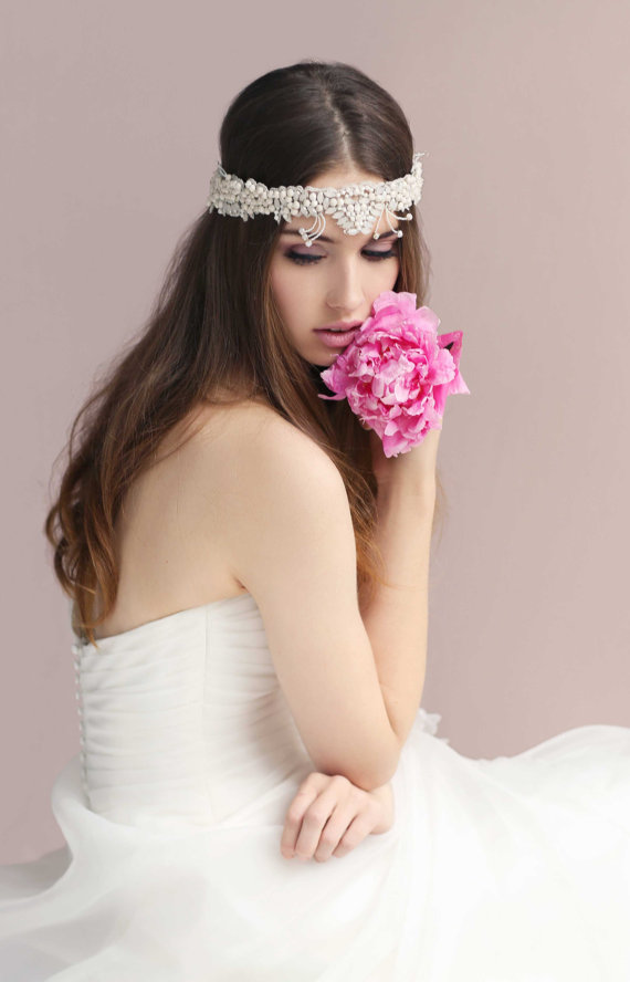 زفاف - Cosima  Swarovski Crystal Headband  Silver Bridal Headpiece  Wedding - New