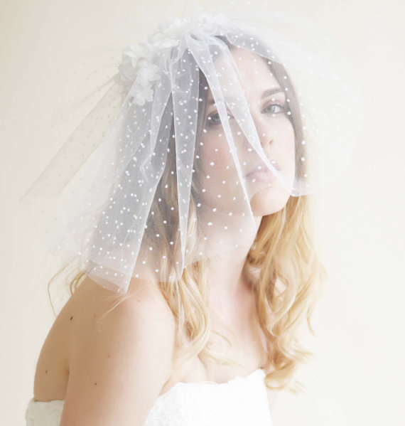 زفاف - Oma Veil  Blusher Fascinator with Flowers Hair Piece  Bridal  Wedding - New