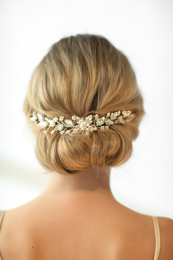 زفاف - Bridal Hair Accessory,  Crystal Hair Swag, Wedding Hair Vine - New
