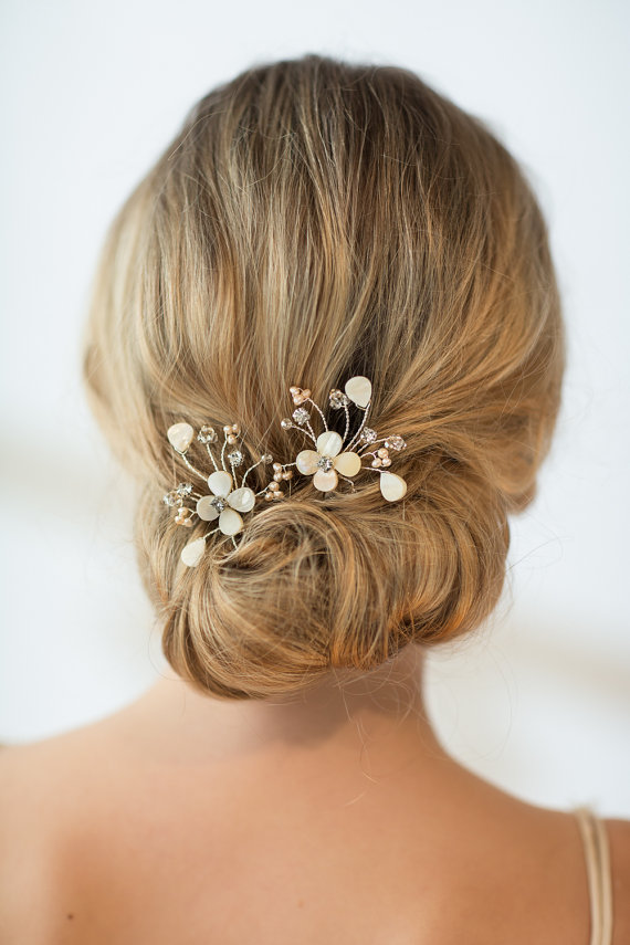 Свадьба - Wedding Hairpins, Bridal Hairpins, Mother of Pearl Wedding Hair Pins - New