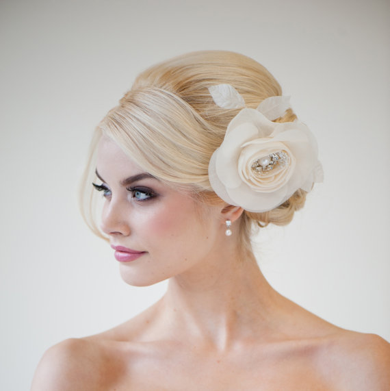 زفاف - Wedding Hair Accessory -  Silk Flower Hair Comb