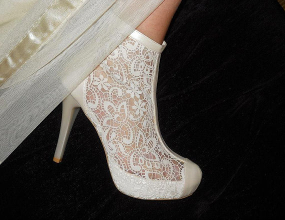 Свадьба - FREE SHIPPING Lace wedding ivoryshoe designed specially  #8438 - New