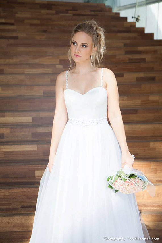 Свадьба - Unique wedding dress, low back dress , wedding dress,  wedding gown, romantic wedding dress - New