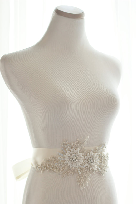 Hochzeit - Amazing Crystal Sash Statement Piece, rhinestone bridal sash, wedding crystal belt - New
