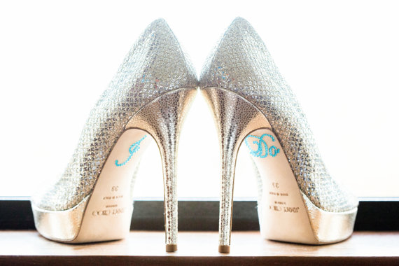 Mariage - BLUE "I Do" Wedding Shoe Rhinestone Applique - New