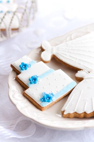 زفاف - Wedding dress and cake cookies - New