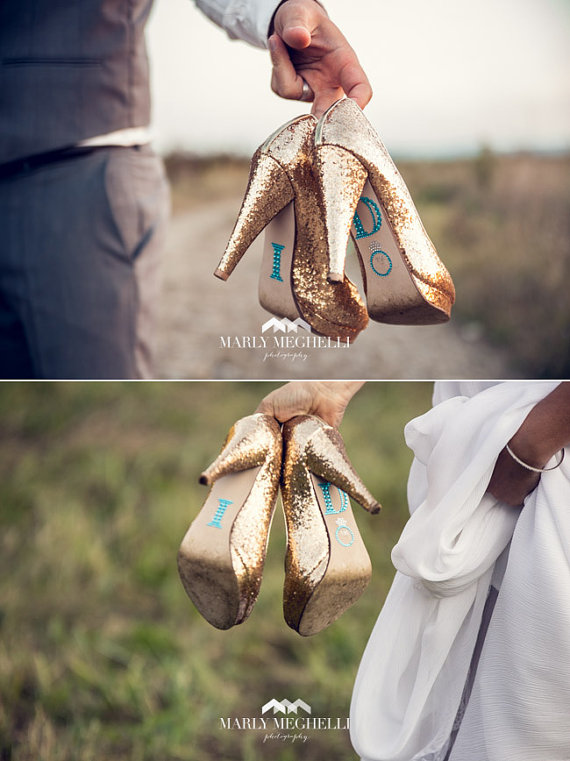 زفاف - BLUE "I Do" Wedding Shoe Rhinestone Applique - New