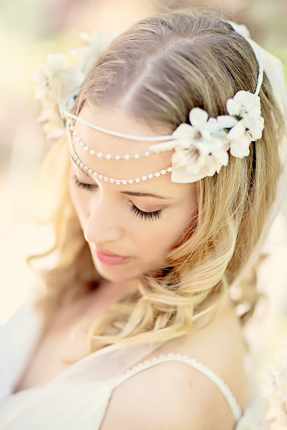 Hochzeit - Bridal Headband, Floral Wedding Headband, Bohemian Head Piece,  Wedding Headpiece, - New