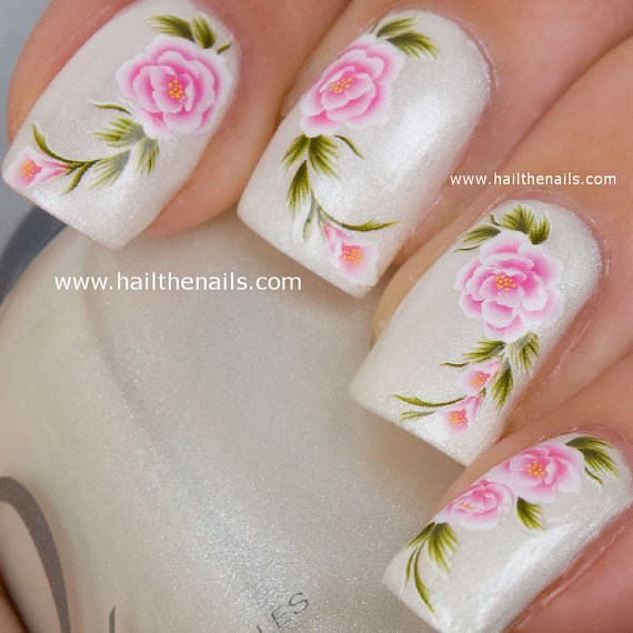 Hochzeit - English Tea Rose Nail Art Water Transfer Decal Pink YD20 - New
