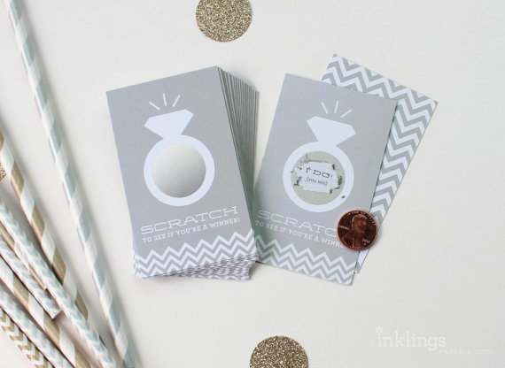 Mariage - 24 Scratch Off Cards for Bridal Shower or Bachelorette Game // Platinum Grey - New