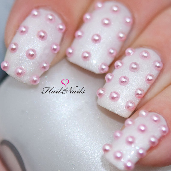 Wedding - Pink Pearl Studs Nail Art - 150 pearls per pack.  Create salon professional nails in 5 minutes.YD027 - New