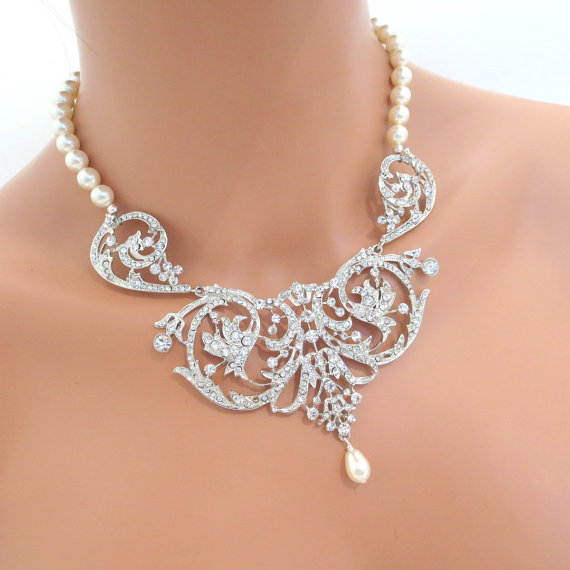 زفاف - Bridal jewelry set -  bridal necklace and earrings SET