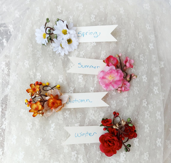 زفاف - gift set - four seasons flower hair clips -  daisy flower hair clip