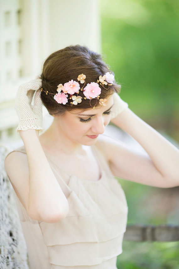 Mariage - gold flower hair accessory